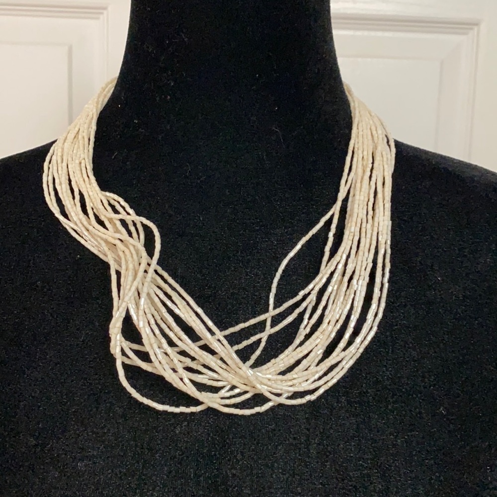 Vintage tiny White/ off white beaded chocker -costume jewelry